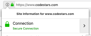 Screenshot of a browser window showing what it looks like when you view the site information for a site protected by a Standard SSL certificate.